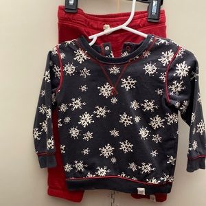 Snowflake sweater with matching red pants